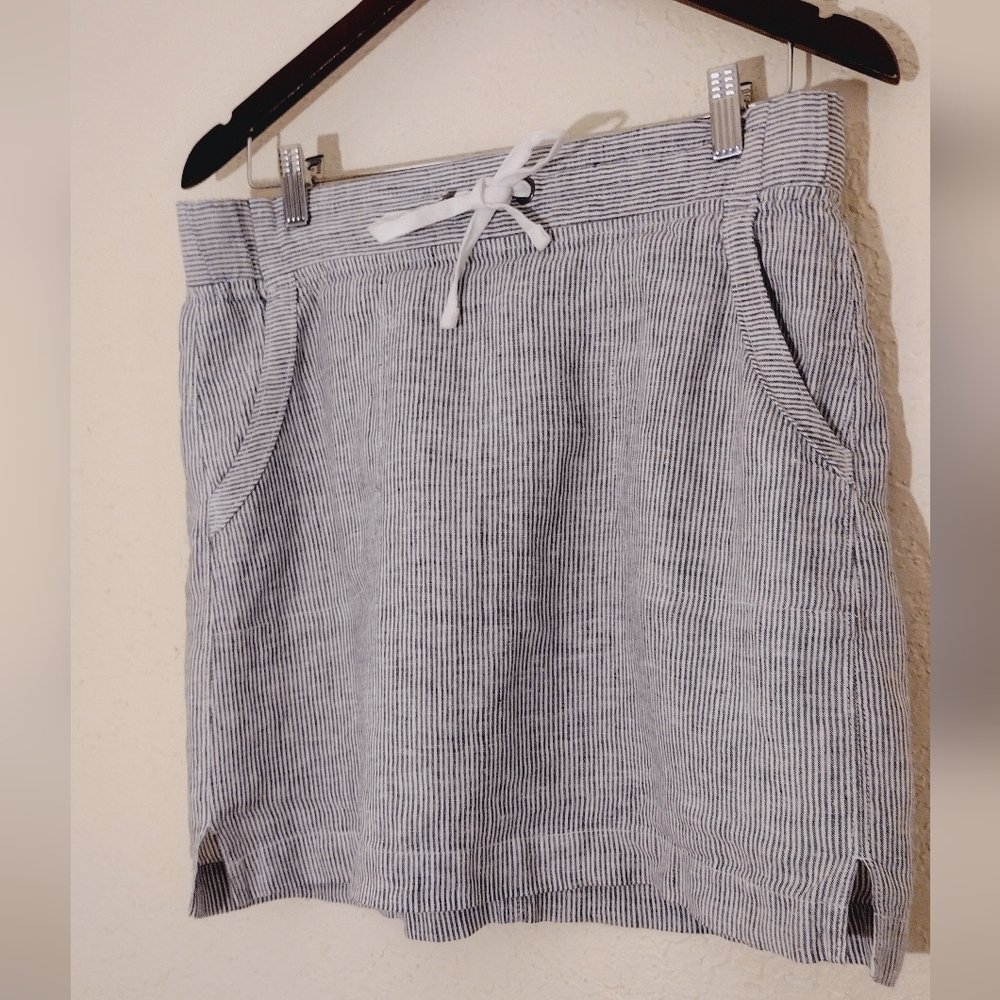 Athleta Linen Striped Skirt With Pockets - Picture 4 of 6